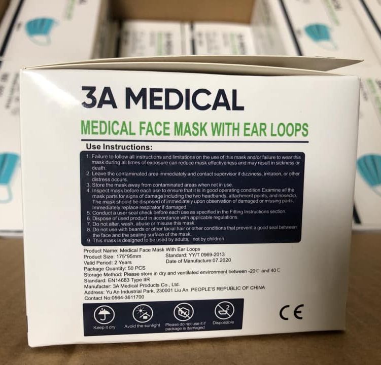 3A Medical OP-Masken, medizinisch Typ IIR