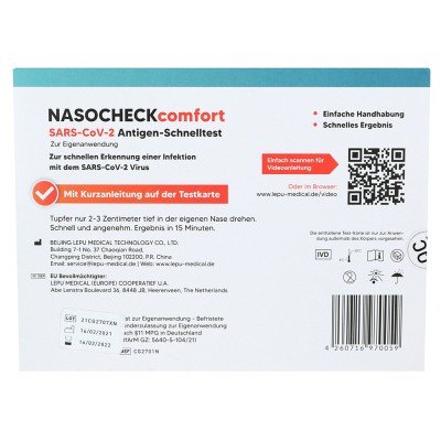 LEPU NASOCHECK comfort Selbsttest, 1er Pack, Nasal, Corona Schnelltest Antigen für Laien